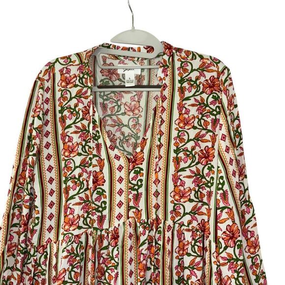 Japna Boho Floral Flowy  Long Sleeve Hippie Teired Dress Women’s S Conservative - Picture 5 of 14